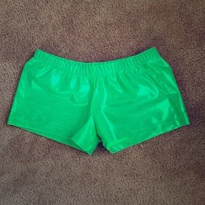 Bright green boy shorts!